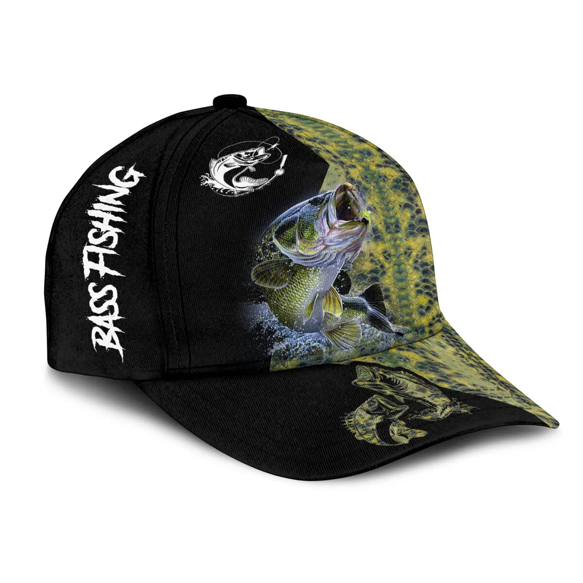 Baseball Cap Bass Walleye Fishing Multicolor Printed Snapback Hat Unisex Adult Hip Hop Headwear Outdoor Sun Visor