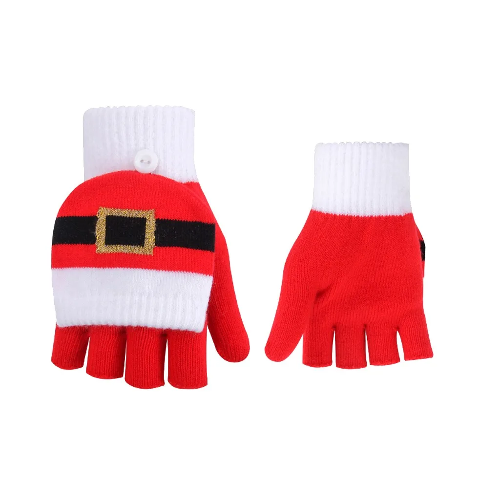 Open fingered gloves Half Finger flip thickened Christmas warm youth gloves christmas decoration  gloves Half Finger flip thicke