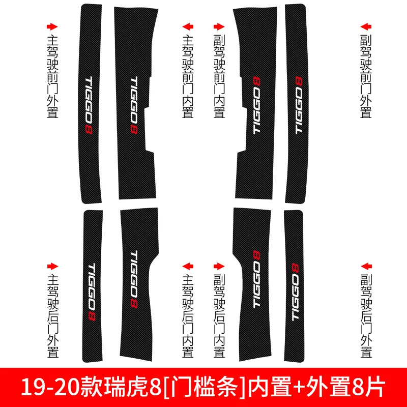 Car interior decoration stickers FOR CHERY Tiggo 8 2018-2020 Welcome pedal threshold bar anti-stepping anti-dirt stickers Tiggo8