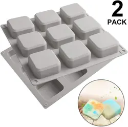 Silicone Soap Molds Resin Mould 9 Cavities Square DIY Handmade Baking Mold Cake Pan for Ice Making Pdding Muffin Loaf Brownie