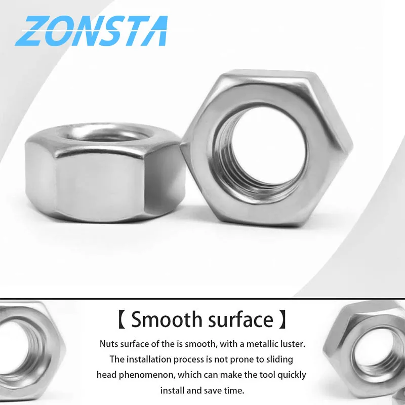 Hexagon Hex Nuts M1 M1.2 M1.4 M1.6 M2 M2.5 M3 M3.5 M4 M5 M6 M8 M10 M12 M14 M16 M18 M20 Hex Nut 304 Stainless Steel DIN934 Metric