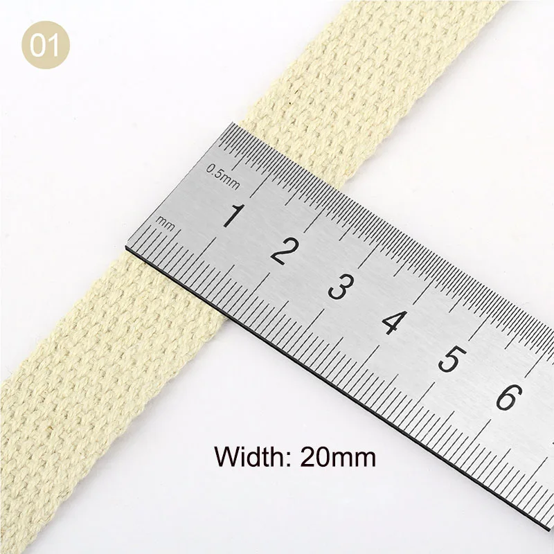 10 Yards 100% Cotton Canvas Webbing Beige 20mm 25mm 38mm Bag Knapsack Sewing Strap Belt DIY Accessories 1.5-1.8mm Thick