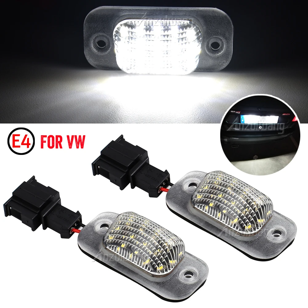 2Pcs Car LED License Number Plate Light Lamps For Seat Ibiza Cordoba Vario 6K VW Golf 3 Hatchback Cabriolet/Polo MK3 6K