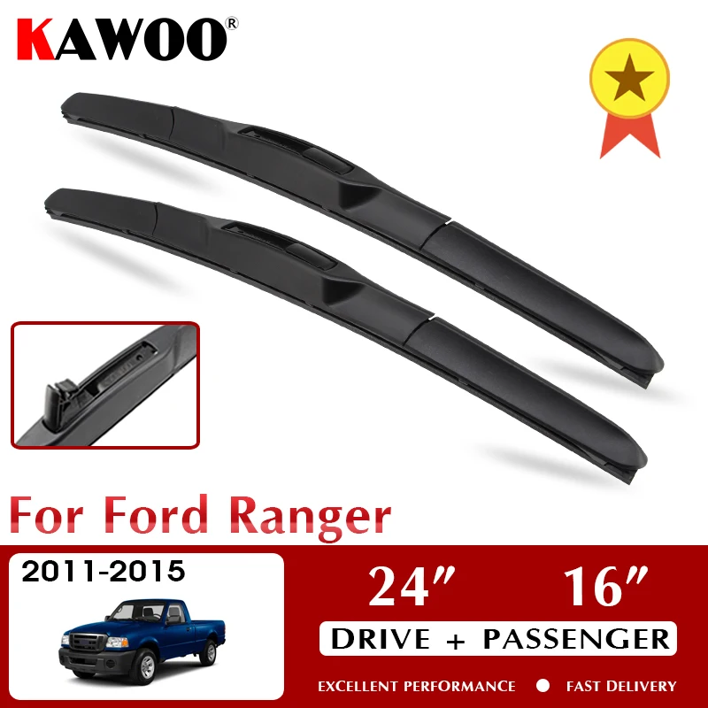 

KAWOO Wiper Front Car Wiper Blades For Ford Ranger 2011-2015 Windshield Windscreen Front Window Accessories 24"+16" LHD RHD