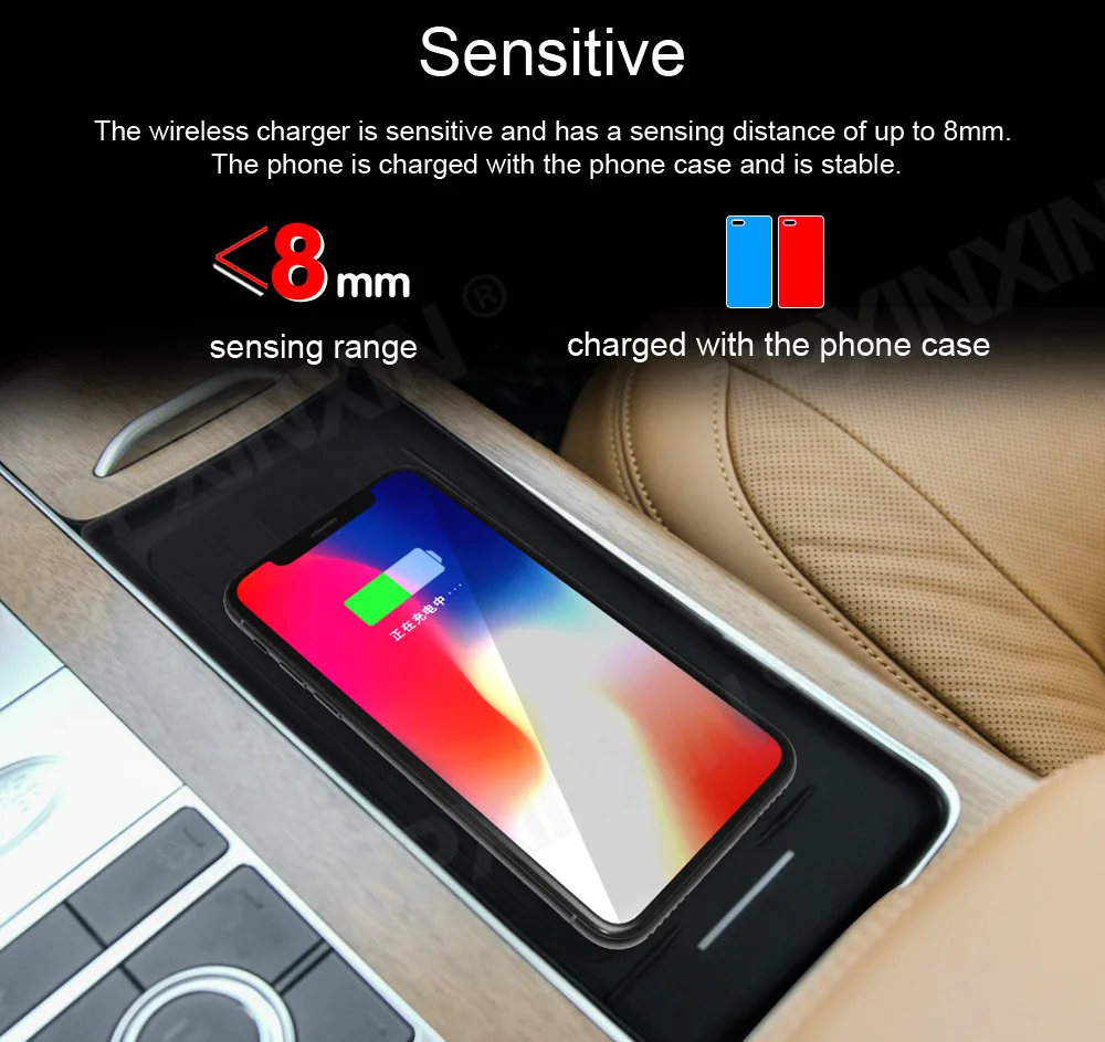 QI Car Wireless Charger For Range Rover Sport 2018 2019 Intelligent Infrared Fast Wireless Charging Car Phone Holder For Iphone