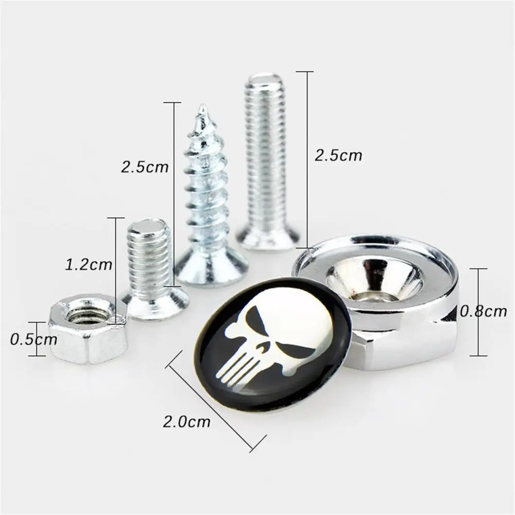 Automobile License Screw Plate Screws Modified Personality License Plate Screw Skull Auto Replacement Accessories 4pcs/set