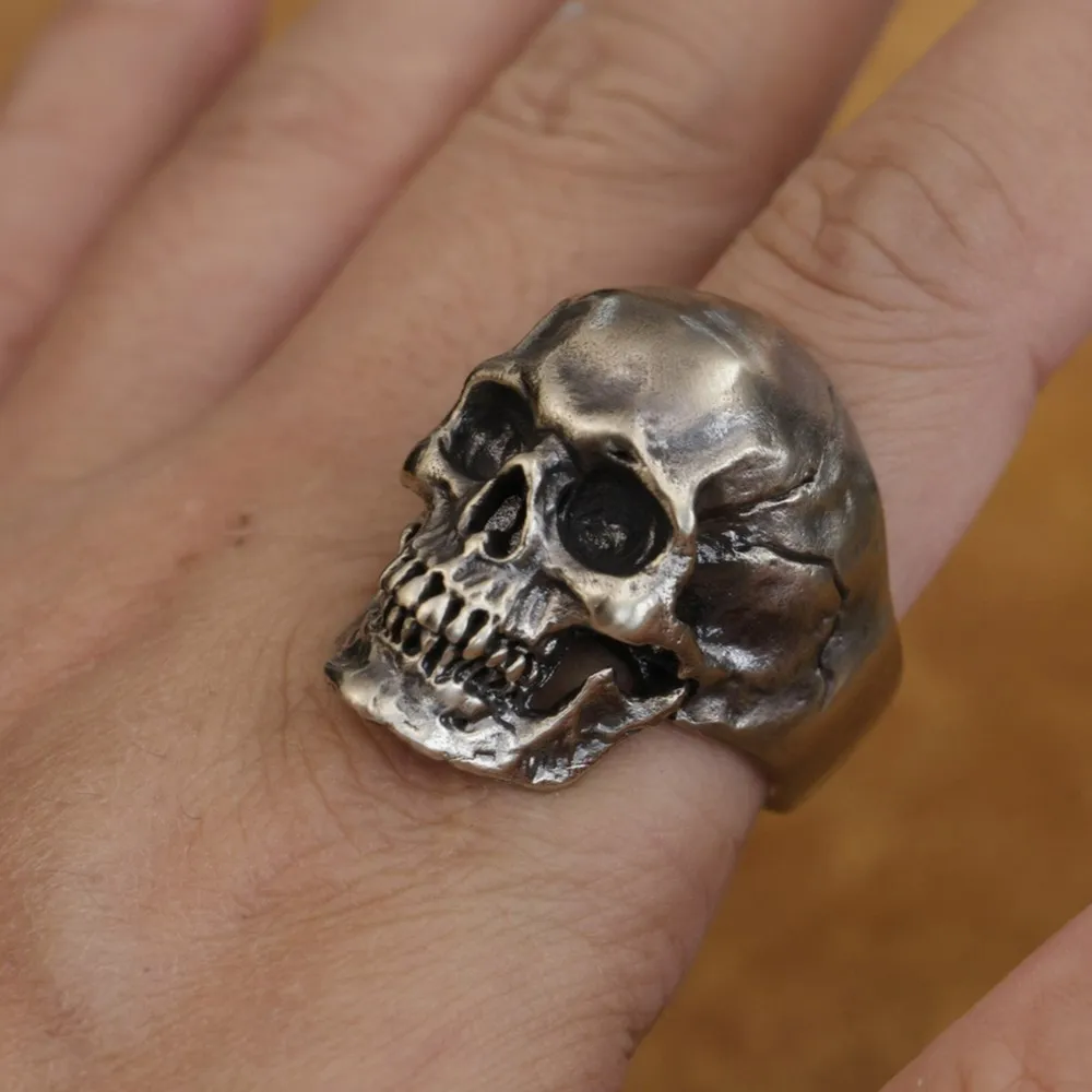 LINSION Cupronickel High Detail Skull Ring Mens Biker Rock Punk Jewelry CP50 US Size 7~15