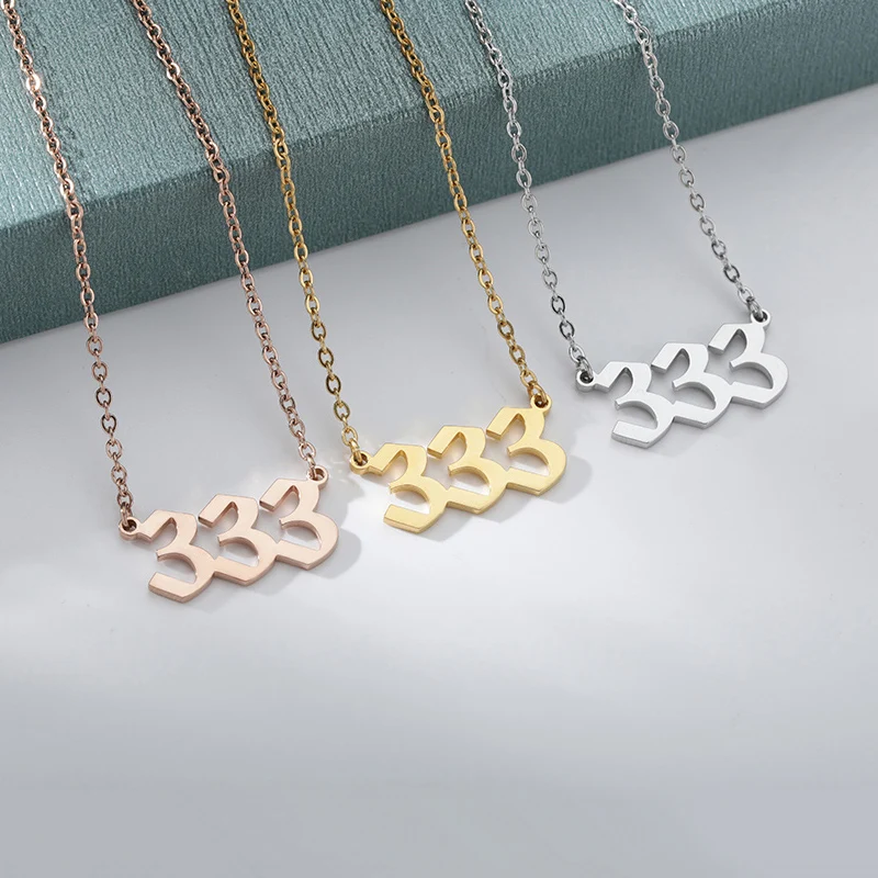 111 222 333 444 555 666 777 888 999 Necklaces For Women Men Gold Color Stainless Steel Angel Number Necklace Pendant Jewelry
