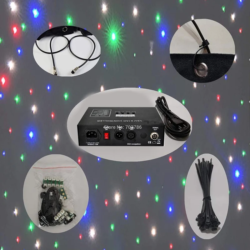 LED Backdrop 3mx4m Flame RGB LED Star Cloth DMX Controlled Party Stage Deco Backdrop Curtain