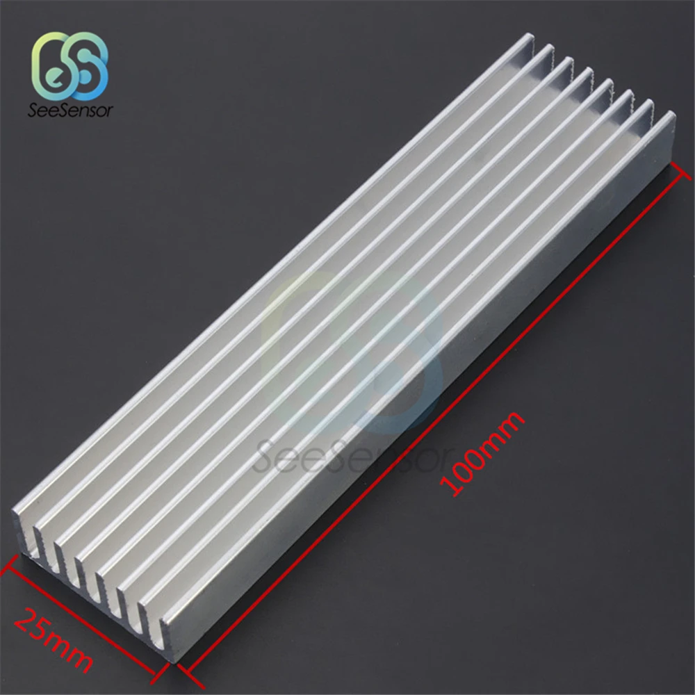 Durable Silver Aluminium Radiating Fin Cooling Heatsink for LED Power Transistor Electrical Radiator Chip 100x25x10mm 100x35x10m