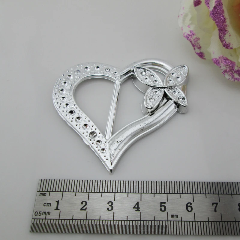 5pcs New Large Heart Clear Plastic Acrylic Wedding Decorative Buckle 30mm