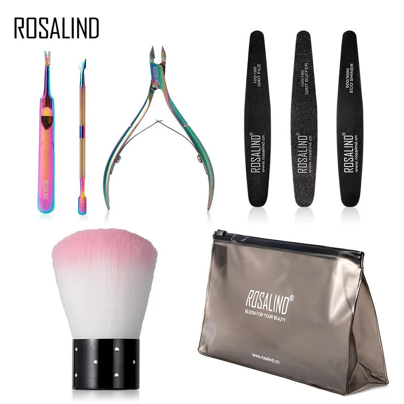 ROSALIND Set Manicure tagliaunghie in acciaio inossidabile forbice cuticola tronchesi accessori per unghie per la rimozione di smalto Gel strumento per la cura delle unghie