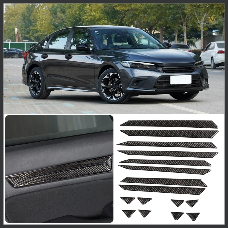 

For Honda Civic 2022 car styling soft carbon fiber inner door panel trim sticker 16-piece set of car modification accessories