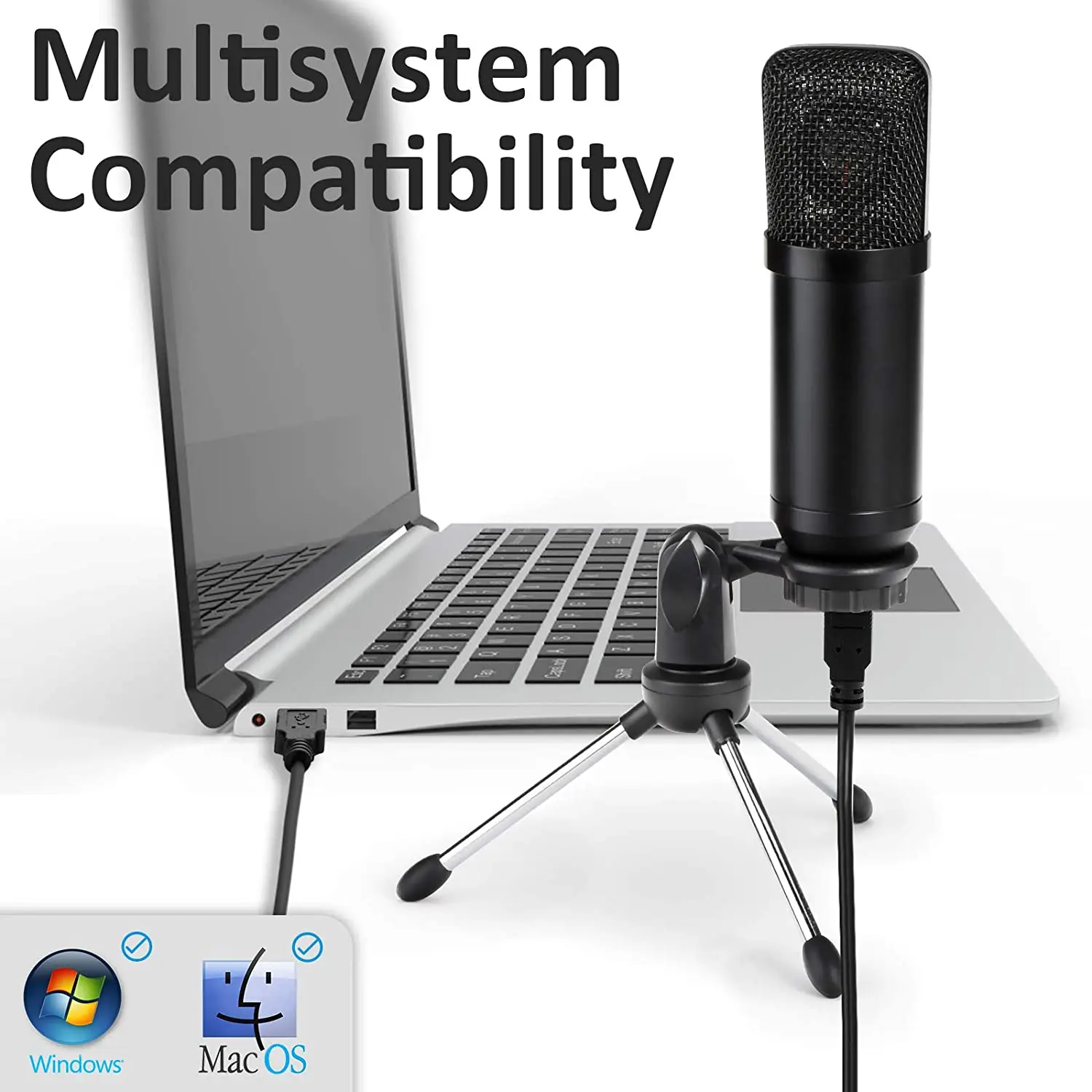 Pro Condenser Microphone, PC Microphone with Adjustable Scissor & Tripod Stand, 192kHz/24bit Studio Microphone Podcast Equipment