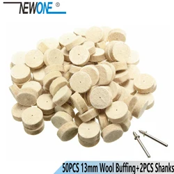 50Pcs 13mm Wool Felt Polishing Buffing Wheel Grinding Polishing Pad+2Pcs 3.2 mm Shanks for Proxxon Dremel Rotary Tool