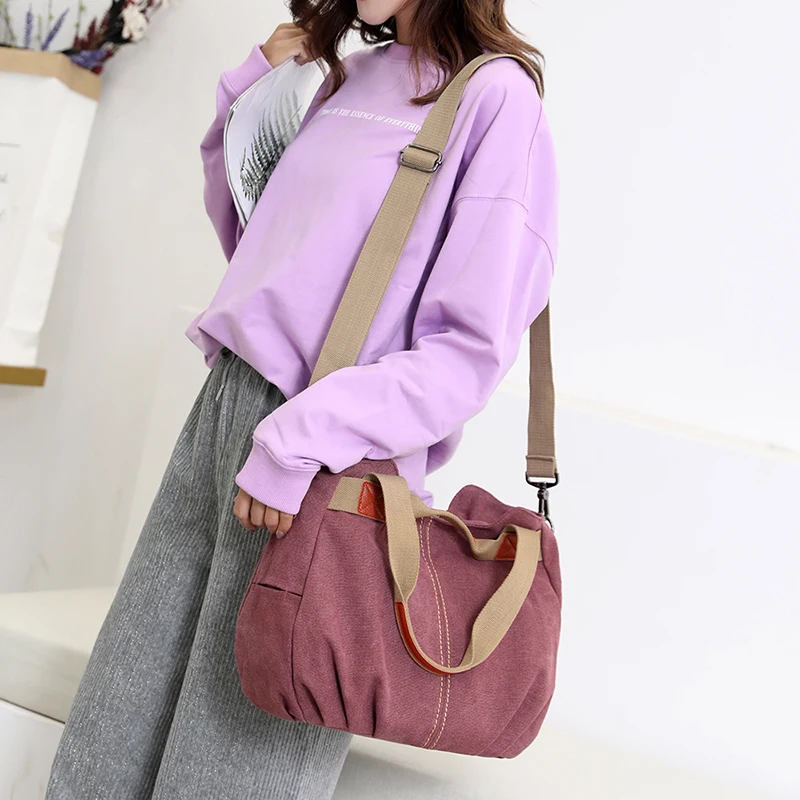 Leinwand Hobos Tasche Frauen Handtaschen weibliche Designer große Kapazität Freizeit Umhängetaschen für Reise wochen ende Outdoor Bolasas Farben – Detail 19