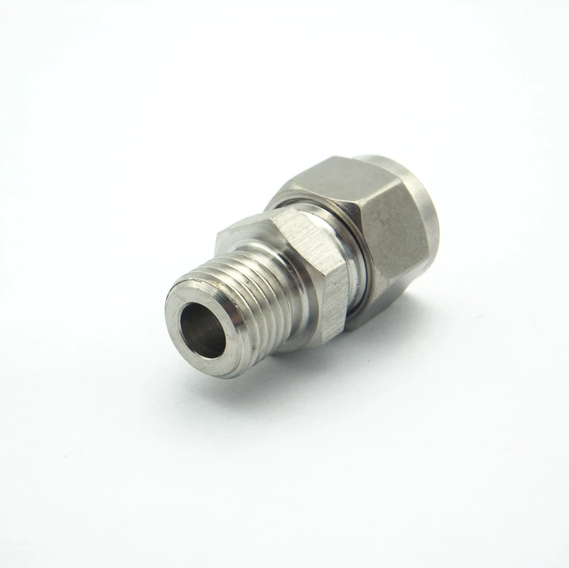 M10 M14 M16 M20 Metric Male Thread To 6mm 8mm 10mm 304 Stainless Steel Double Ferrule Pipe Fitting Union Tube Connector