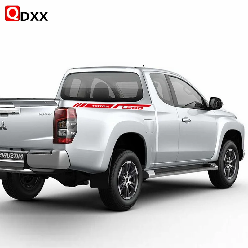 2 pcs Car Rear Tail Box Decor Vinyl Decals For Mitsubishi L200 Triton Sport Stripes Pickup Trunk Sticker Exterior Accessories