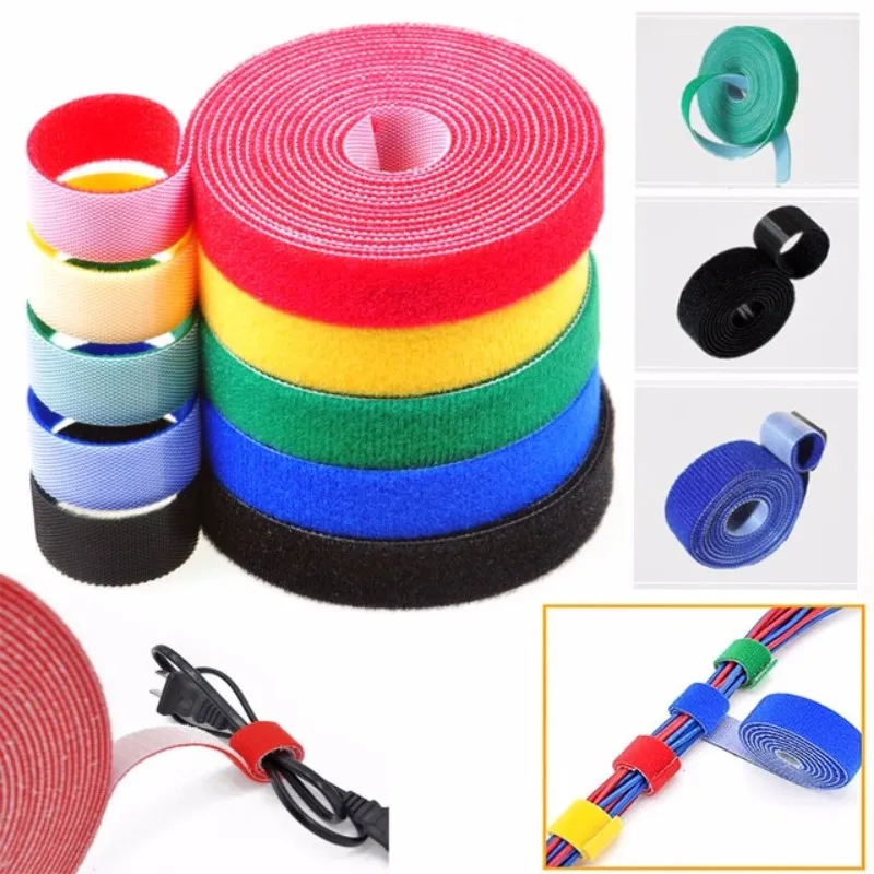 5Meter 15mm Color Self Adhesive Cable Tie Reusable Strong Hooks Loops Fastener Tape Magic tape DIY Accessories