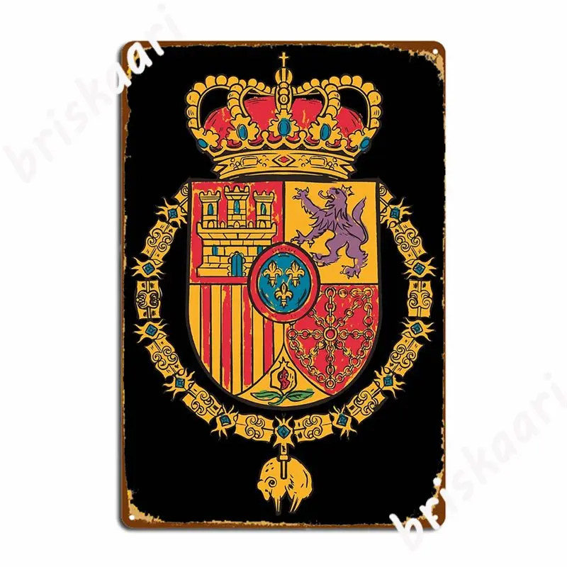 Coat Of Arms King Of Spain Monarchy Metal Signs pub Mural Vintage Wall Decor Tin sign Posters