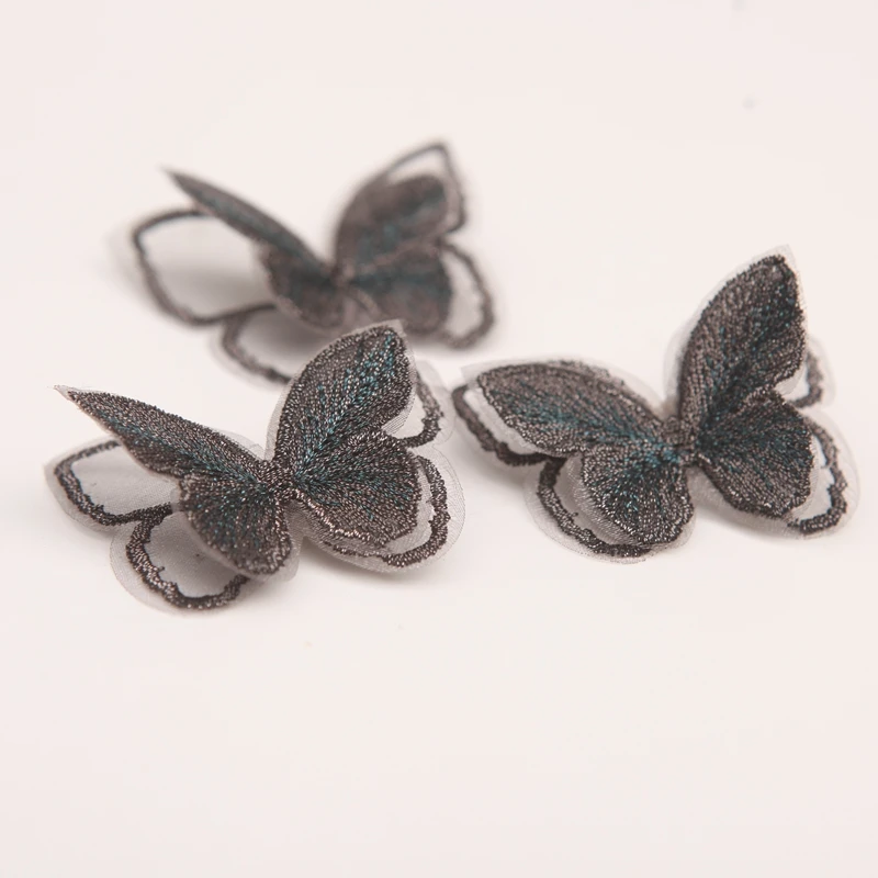 10 Pieces Double Layer Embroidery Butterfly Patch DIY Handmade Material Clothing Hair Accessories Ingredients