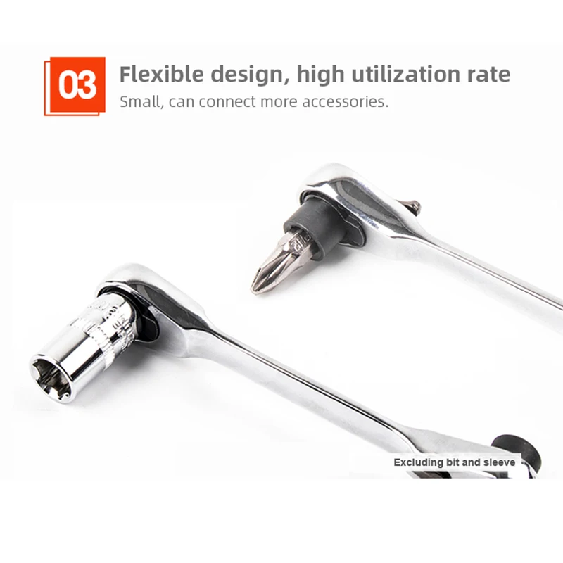 1/4"Mini Ratchet Wrench Batch Head Handle Small Fly Socket Wrench Double-Ended Torque Wrench Spanner Hand Repair Tools