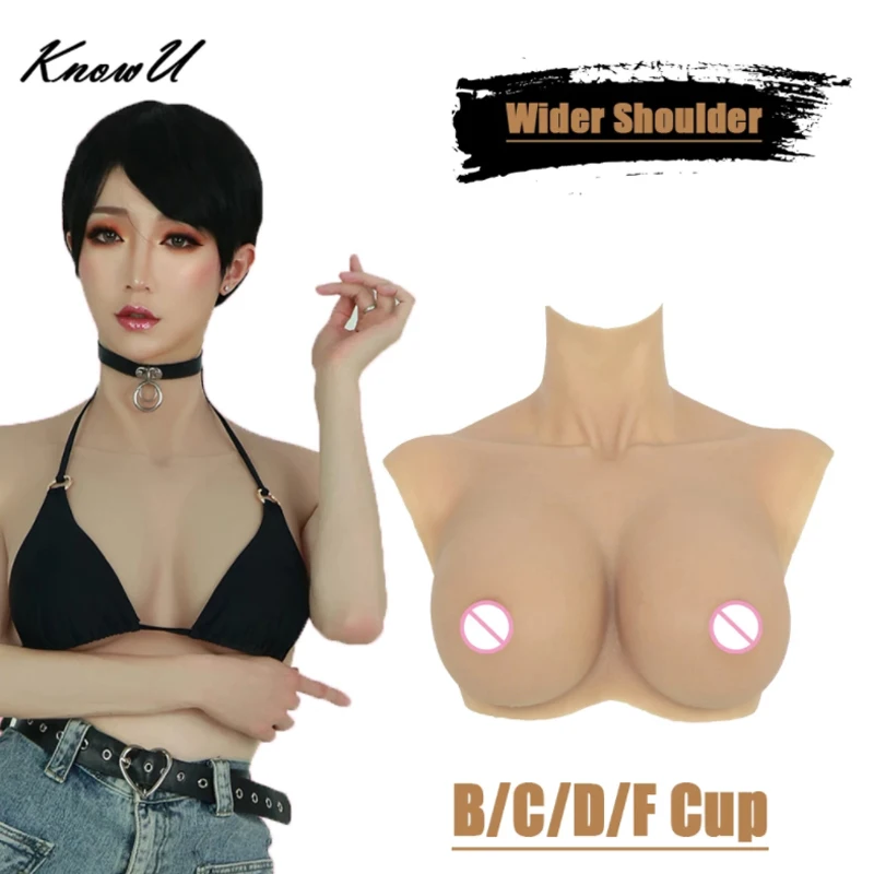 

KnowU Shemale Fake Boobs Wider Shoulder B C D F Cup Silicone Gel Filled Crossdress Transgender Big Tits