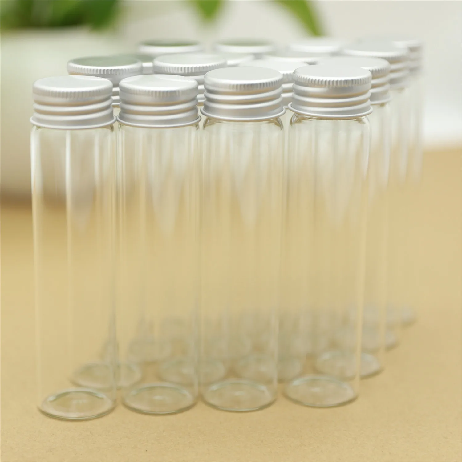 12pcs/lot 30*120mm 60ml Mini Glass Jars Aluminum Caps Small Glass Bottles Vials Storage Transparent Glass Test Tube Containers