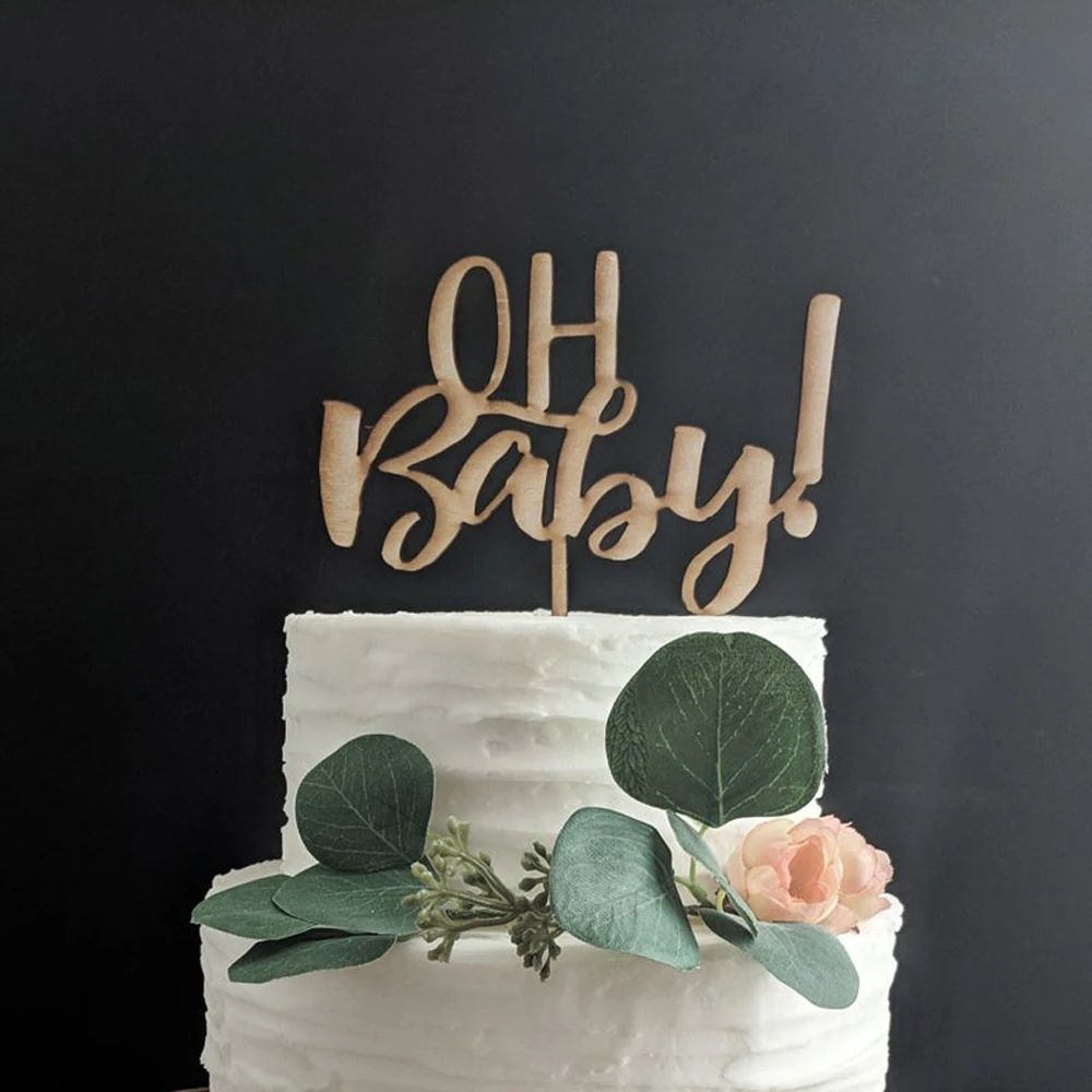 

OH Baby ! Birthday Wooden Cake Topper ,Personalized Party Decor For Baby Shower Kids Children 1st First Birthday Cake Topper