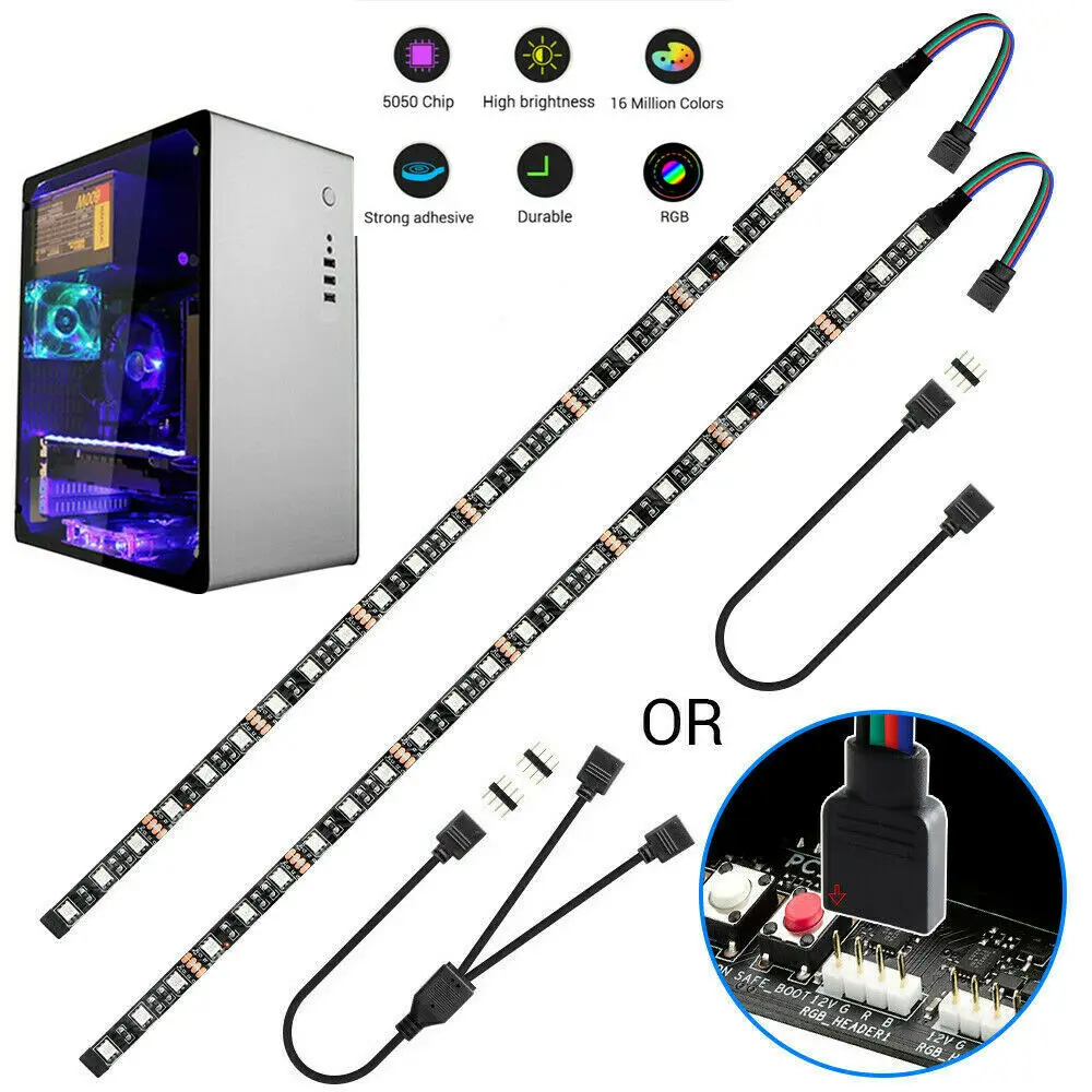 12V 4pin RGB LED Strip lamps For PC Computer Case Lighting Control PC FAN MSI ASUS Aura SYNC AORUS RGB ADD Header on Motherboard