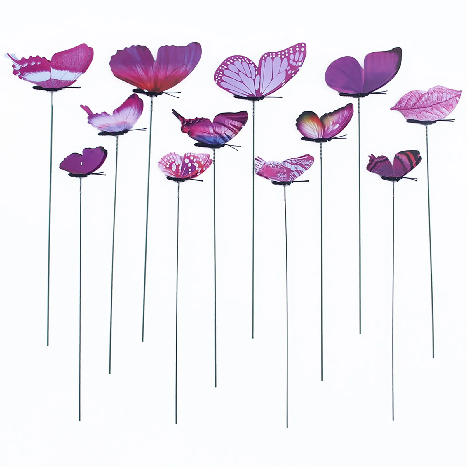 12pcs Butterfly Stakes Outdoor Yard Planter Flower Garden Decor Yard Art Simulation Butterfly Plunger Gardening Home Vase Decor