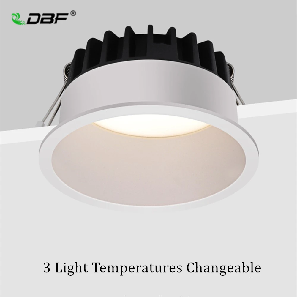 

[DBF]Frameless 3 Light Temperature Changeable Recessed LED Downlight 7W 10W 12W 15W Deep Glare Ceiling Spot Light Pic Background