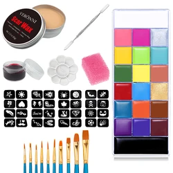 SFX Makeup Kit 20 Colors Face Body Paint Oil Stage Special Effects Halloween Wound Scar Wax Makeup Fake Scab Blood Spatula