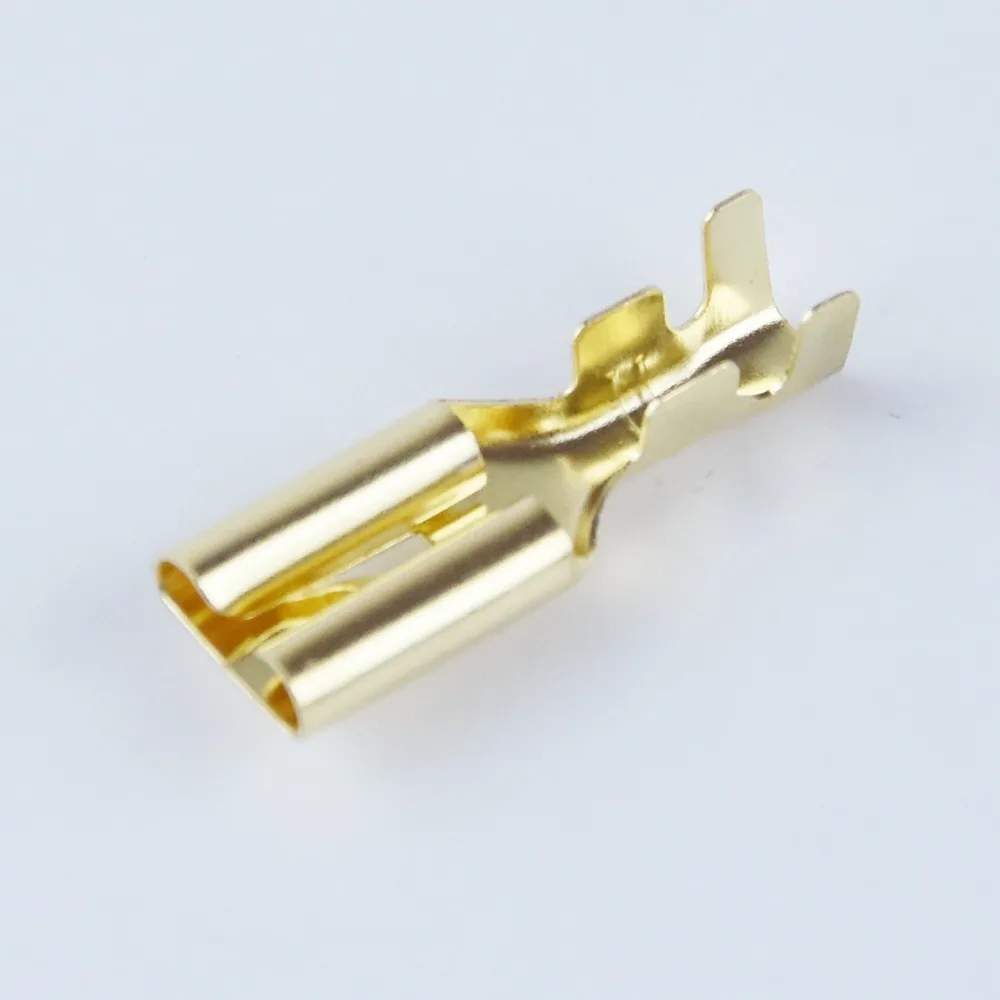 100 Stück/Set 7,8mm Crimpverbinder mit Widerhaken, Weiblich und Männlich, Gold Messing/Silber, für Auto-Lautsprecher und Elektrokabel – Detail 4