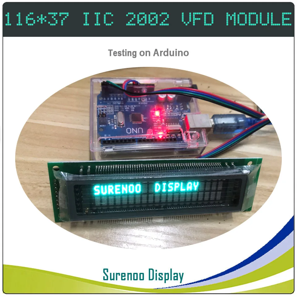 Surenoo 116*37MM 2002 20X2 202 Serial IIC I2C VFD Display Screen LCD Module Panel for Arduino