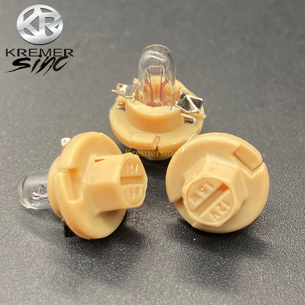 10pcs T5 Bulbs Lamps for Audi Mercedes Benz BMW Opel Volvo Dashboard Instrument 12V 1.5W  Yellow Base