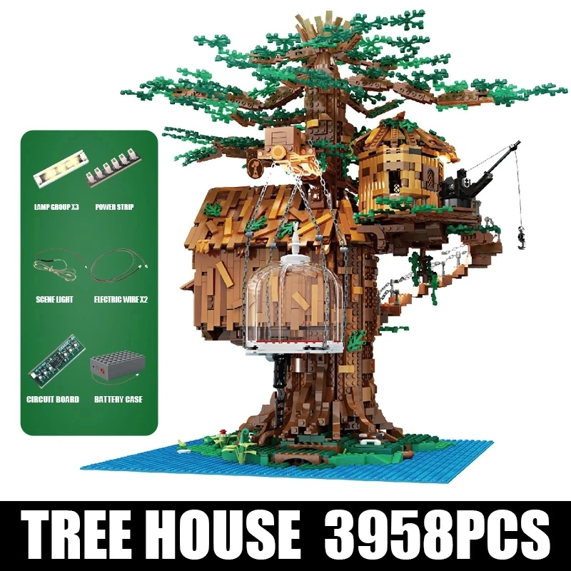 In Stock MOULD KING 16033 Ideas Tree House with Light and Flowers Toys Building Blocks 3958pcs Bricks Kids Christmas Gifts