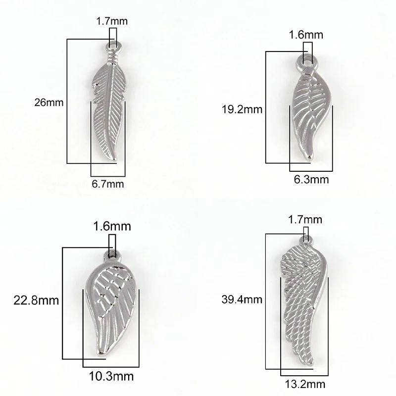 5pcs Stainless Steel Charms Angel Wings Feather Pendants For Making DIY Jewelry Trendy Leaf Pendant DIY Jewelry Accessories