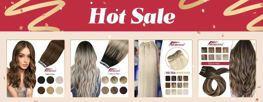 Moresoo Butterfly Weft Hair Extensions Pu Hole Weft Double Sided Genius Weft Bundles Hand Tied Weft Invisible Weave For Women