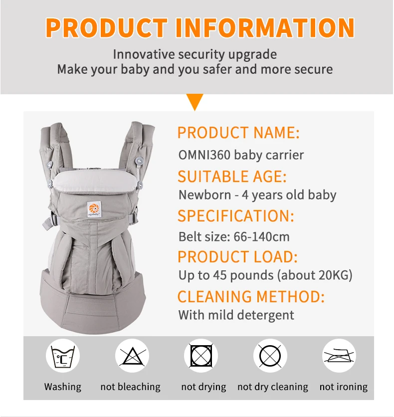 Baby Carrier All Carry Positions Baby  Sling with Cool Air Mesh Cotton four seasons for mother father parents