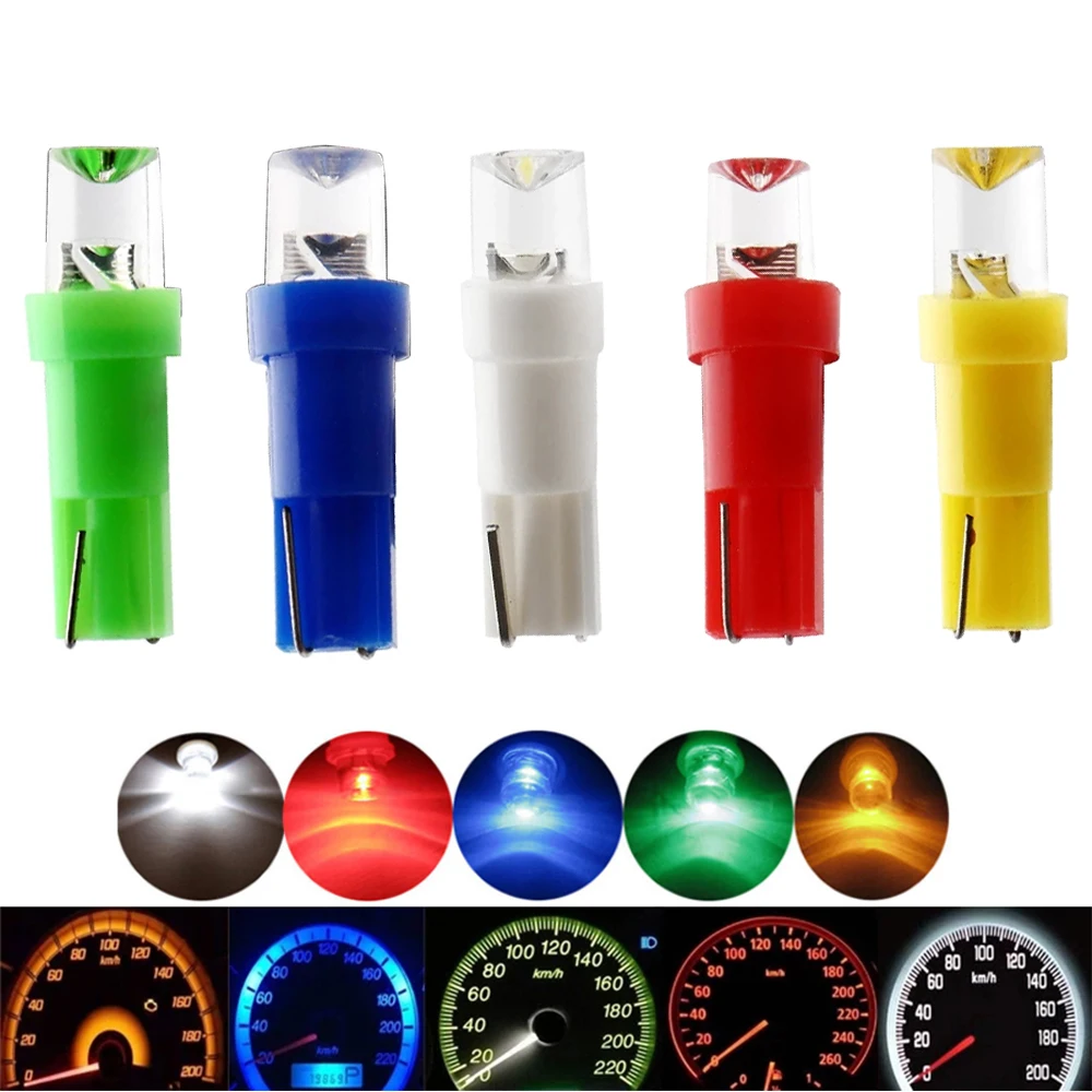 

10X T5 LED Car Dash Dashboard Lights 74 73 286 Instrument Panel Lamp Speedometer Wedge Side Bulb Concave Lens Car Gauge Light