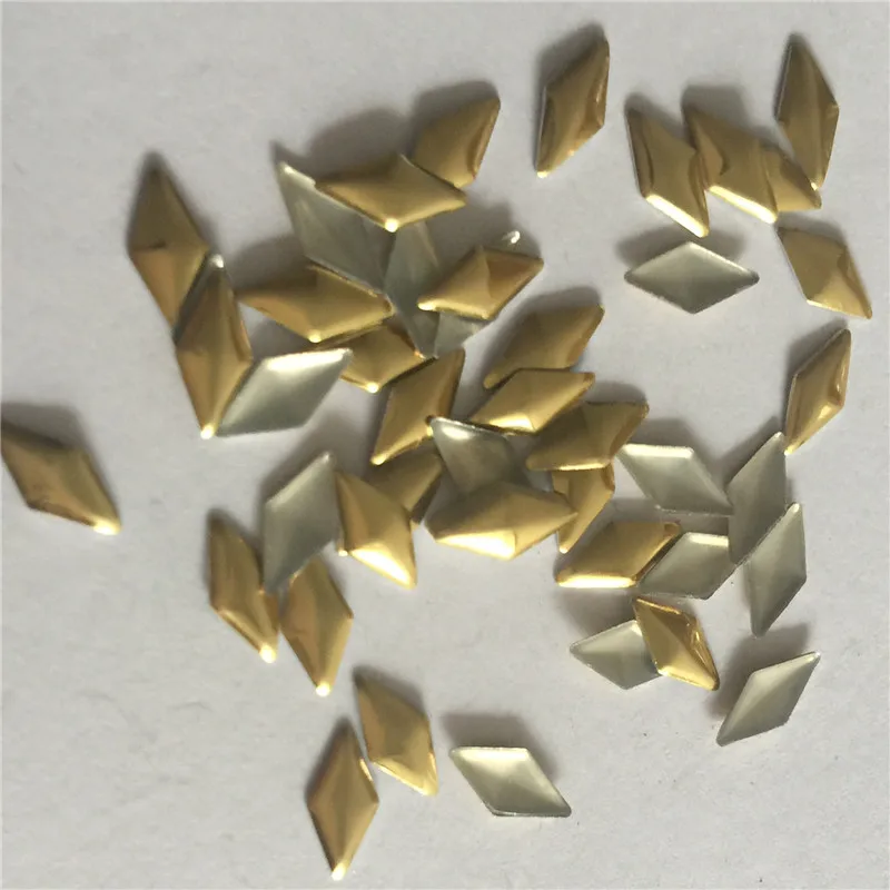 4*8mm/6*12mm gold/silver/color mixed aluminium Hotfix iron Rhinestuds Rhombus Shape Metallic hot fix nailhead DIY accessories