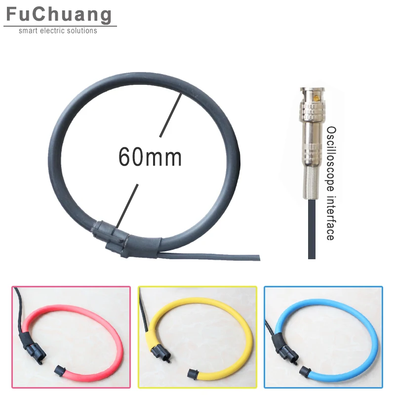 Flexible Rogowski Coil FRC210 with Oscilloscope interface BNC 1000A/40mV at 50Hz Rope CT for energy monitoring and analysis