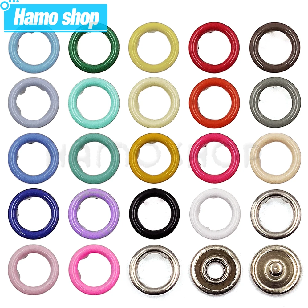 10-100 Sets 9.5mm Metal Prong Snap Button Press Button Studs Fasteners Hollow Prong Ring For Clothes Garment Sewing Bags Shoes