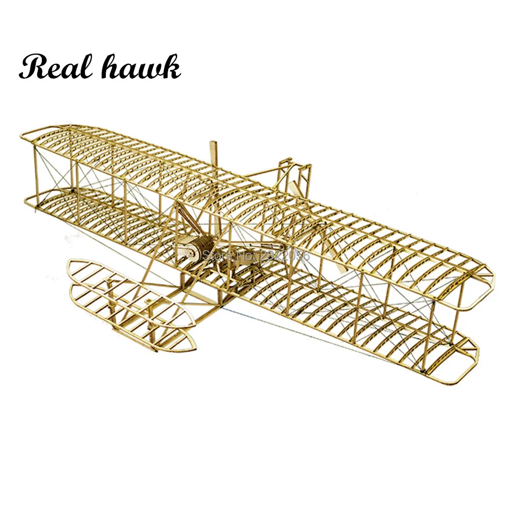 Real Hawk Wright Brothers Flyer 1 scala 1:24 Aircraft Wood Solid DIY Assembly Model Set giocattoli in legno ornamenti regali per bambini