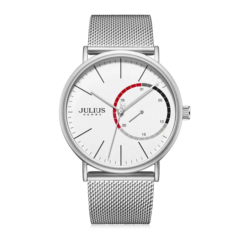 JULIUS Watch JAH-119 small dial in month function Mens full black Steel Watch Super Cool Design Wristwatch