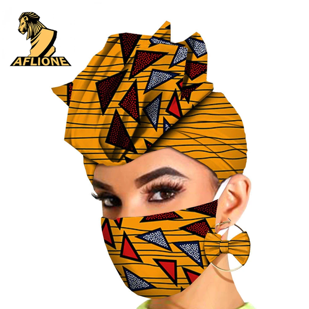 Turbante colorido estilo Ankara para mujer, conjunto de 2 piezas, Dashiki Hippie, elegante, de algodón puro con cera