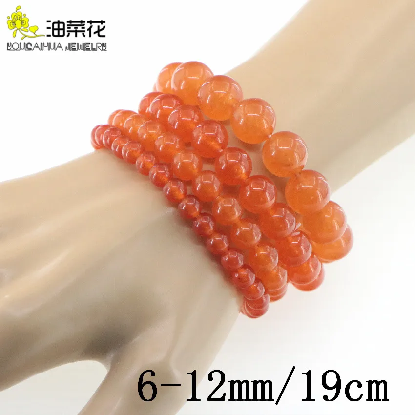 Natural Stone Orange Jades 6-12mm Round Bead Bracelet Gems Crystals Accessories Yoga Man Woman Gift Christmas Wholesale Price