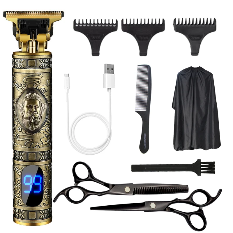 Tondeuse à cheveux électrique aste par USB pour hommes, kit de tondeuse à cheveux professionnel, coupe de cheveux sans fil zéro 0mm, tout en un,