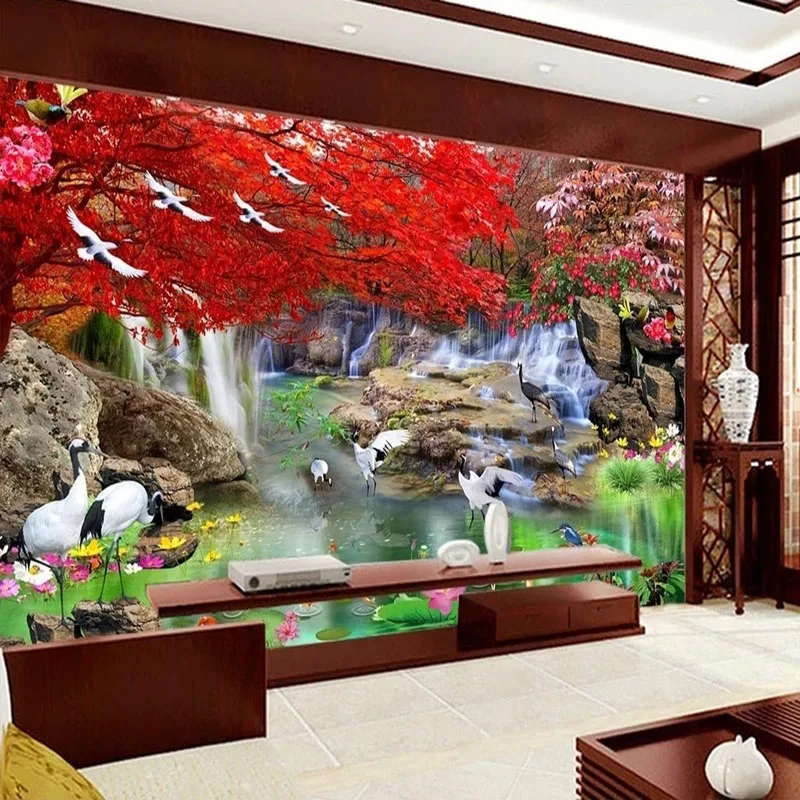 

Custom Photo Wallpaper 3D Waterfalls Nature Landscape Mural Living Room Bedroom Study Room Chinese Style Home Decor 3D Wallpaper